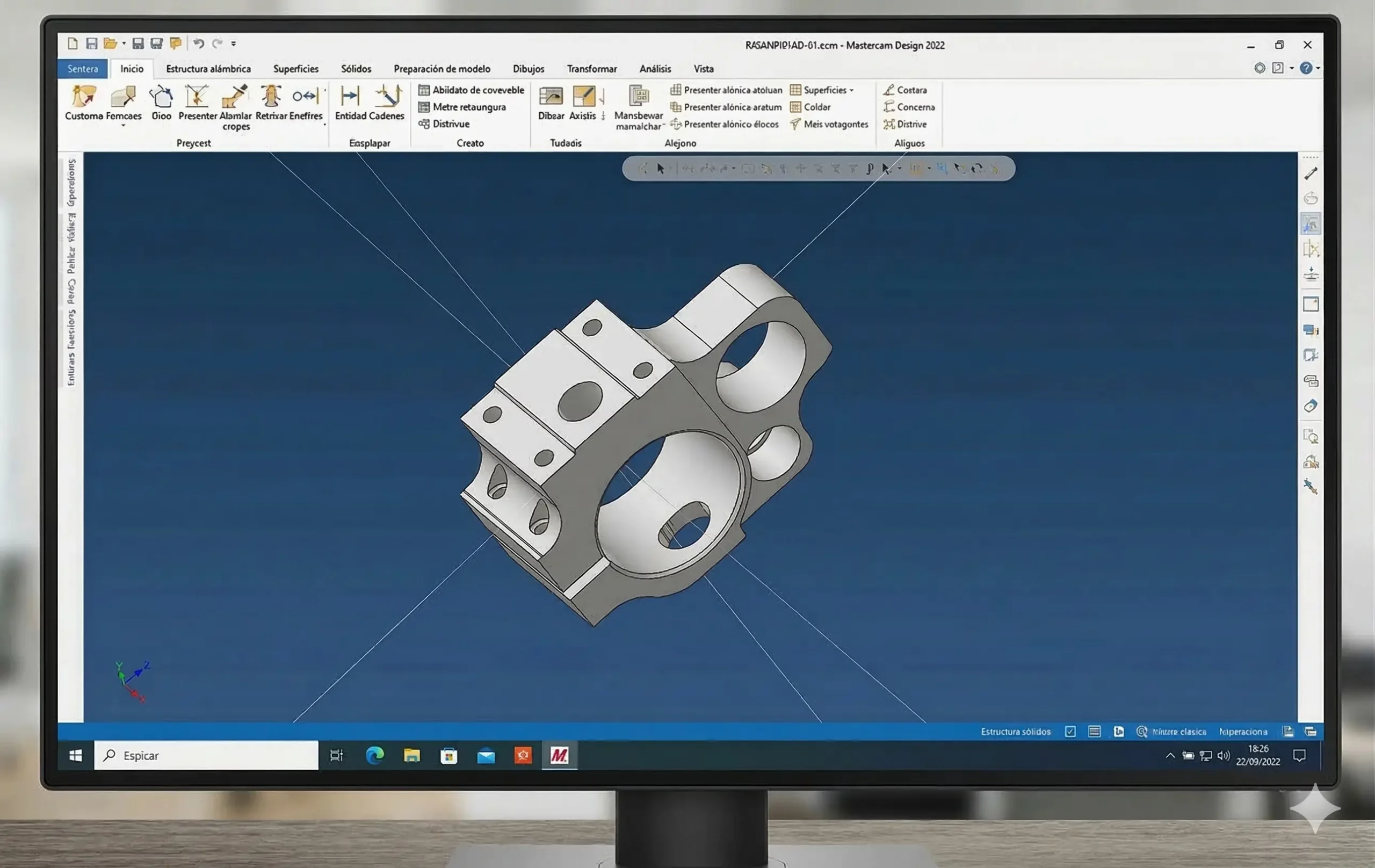 Diseño de pieza industrial con software CAD para fabricación bajo plano en Talleres Gamuar, Vitoria-Gasteiz